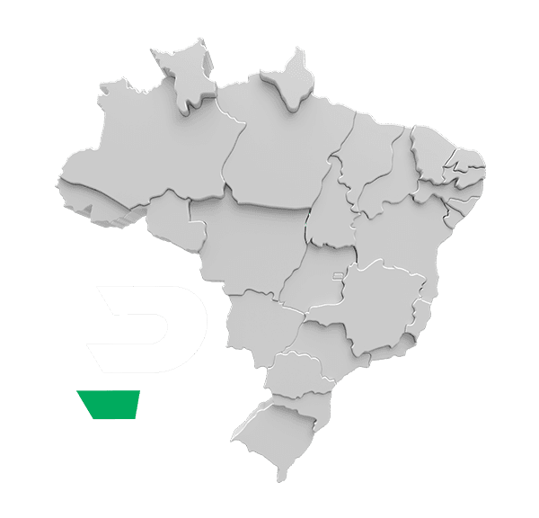 Mapa 3D do Brasil com presença DavelPay em 20 estados